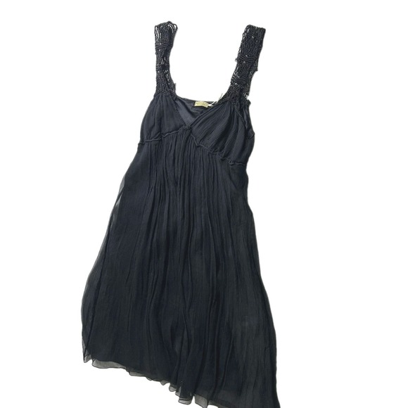Max Studio Dresses & Skirts - Max Studio Black 100% Silk Beaded Strap Sleeveless Shift Dress Women’s XS/S